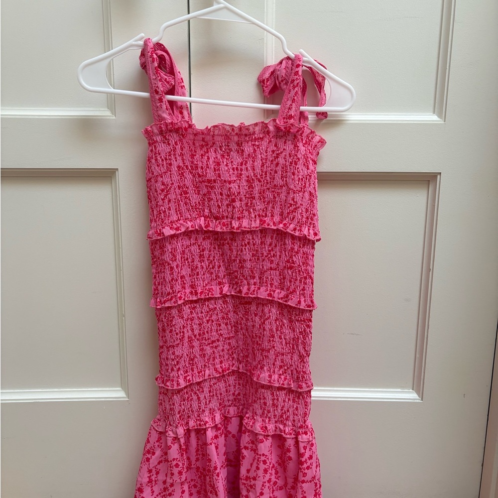 Pink Floral Ruffle Dress